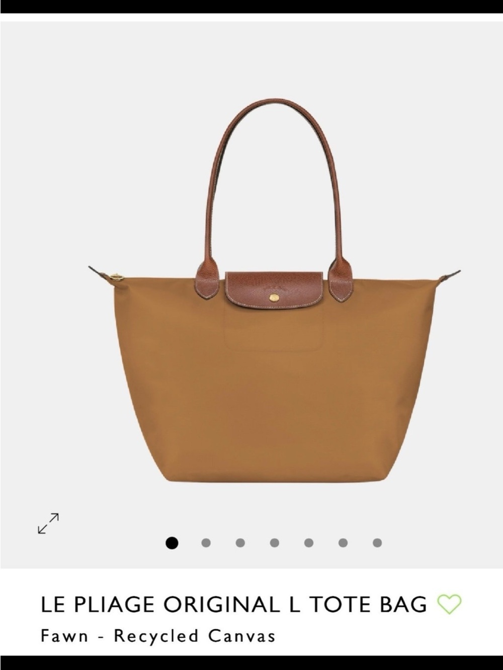 Longchamp Le Pliage Original L Tote Bag in Fawn with Brown Trim